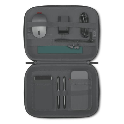 Lenovo Go - Custodia rigida per telefono cellulare/auricolari/notepad/cavo/adattatore di alimentazione/penne/powerbank/mouse - poliestere, PET riciclato - grigio scuro